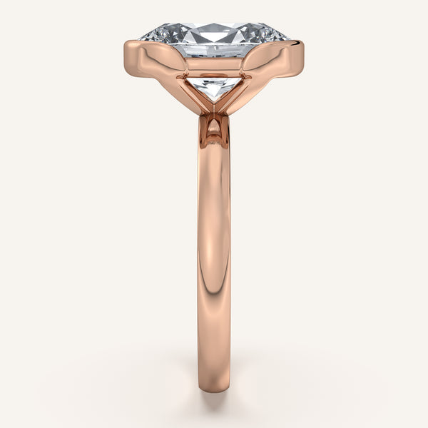 Oval Half Bezel Engagement Ring | 14k Rose Gold