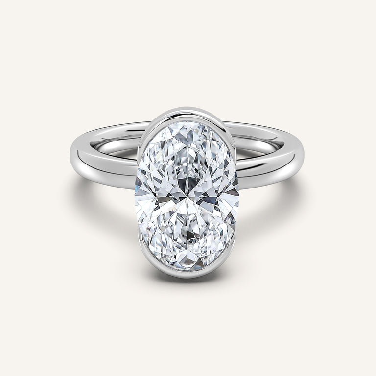Image for Oval Half Bezel Engagement Ring | 18k White Gold