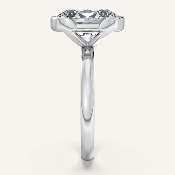 Oval Half Bezel Engagement Ring | 18k White Gold