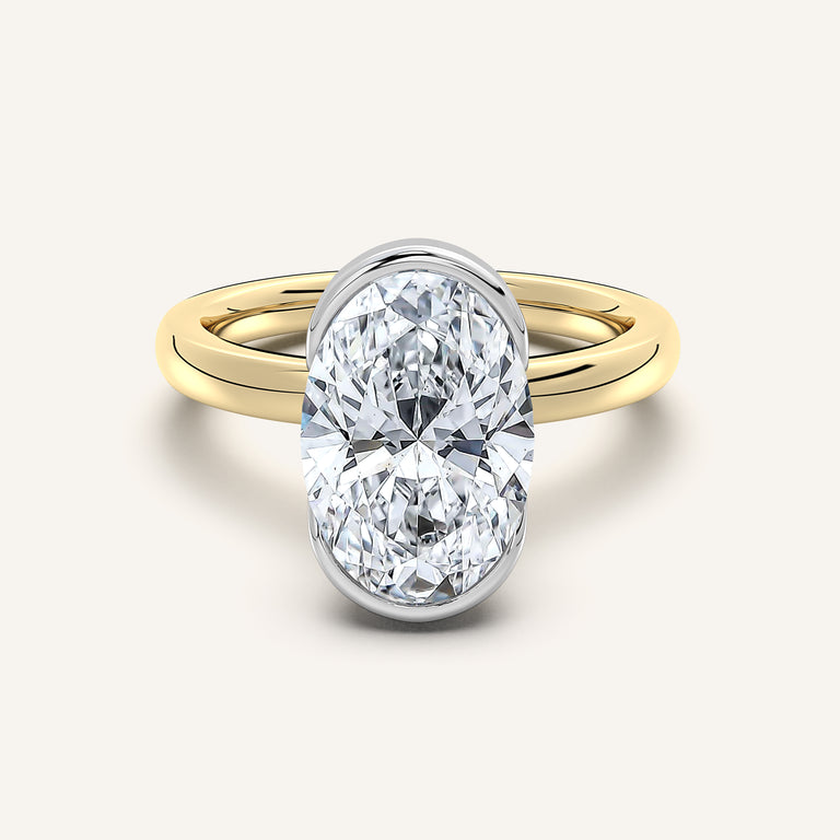 Image for Oval Half Bezel Engagement Ring | 18k Two Tone