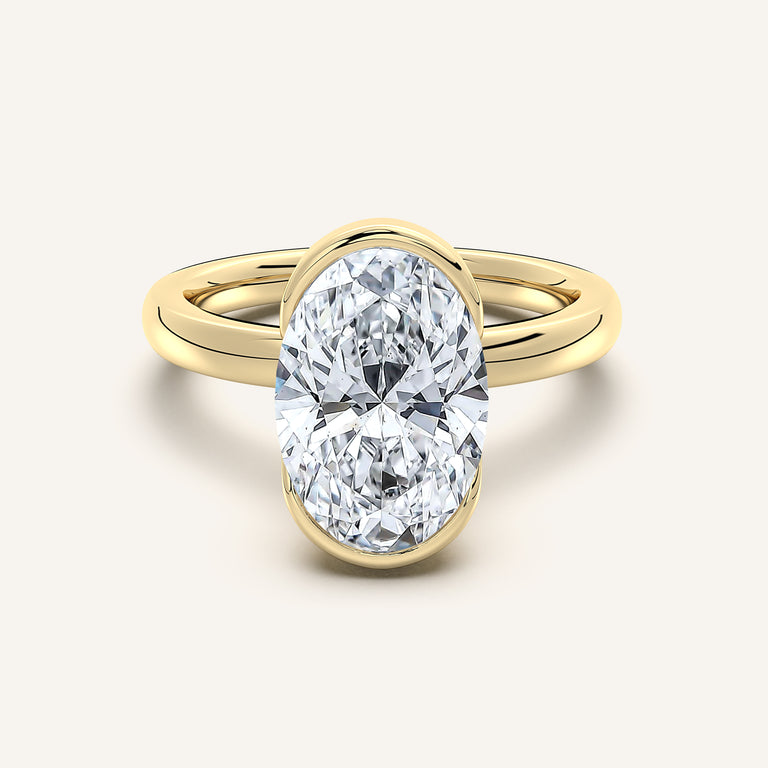 Image for Oval Half Bezel Engagement Ring | 14k Yellow Gold