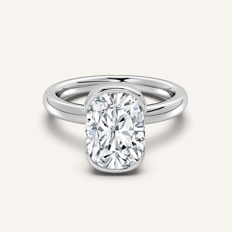 Image for Cushion Cut Half Bezel Engagement Ring | 14k White Gold