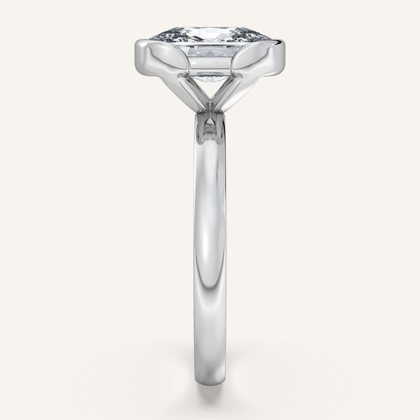 Cushion Cut Half Bezel Engagement Ring | Platinum