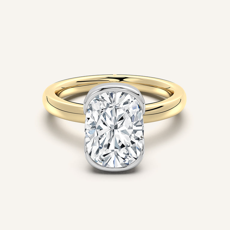 Image for Cushion Cut Half Bezel Engagement Ring | 18k Two Tone