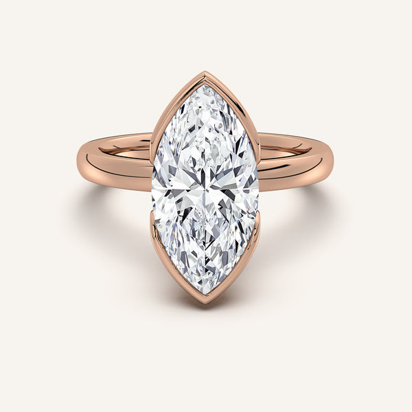 Marquise Half Bezel Engagement Ring | 14k Rose Gold