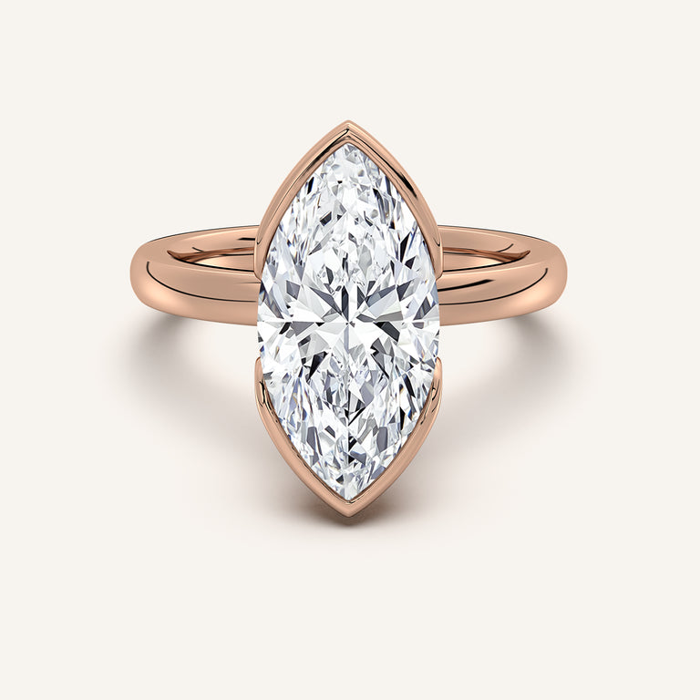 Image for Marquise Half Bezel Engagement Ring | 14k Rose Gold