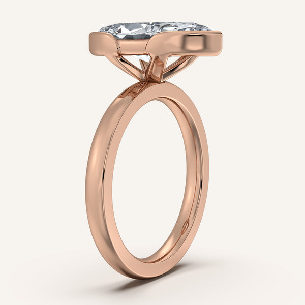 Marquise Half Bezel Engagement Ring | 18k Rose Gold