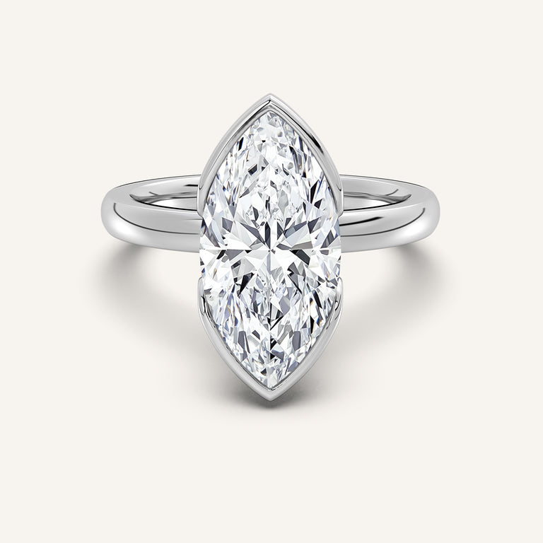 Image for Marquise Half Bezel Engagement Ring | 18k White Gold