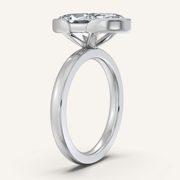Marquise Half Bezel Engagement Ring | 14k White Gold