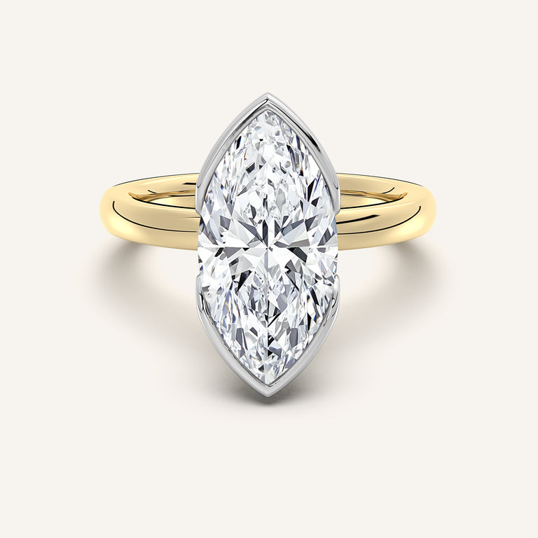 Image for Marquise Half Bezel Engagement Ring | 18k Two Tone