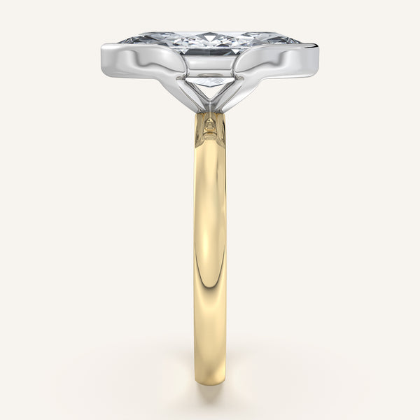 Marquise Half Bezel Engagement Ring | 14k Two Tone