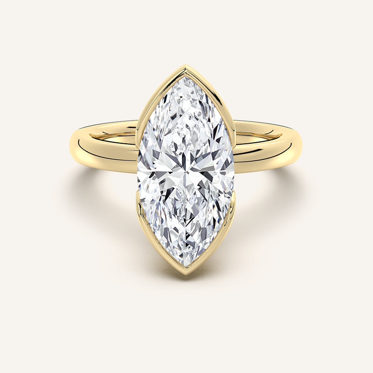 Image for Marquise Half Bezel Engagement Ring | 18k Yellow Gold