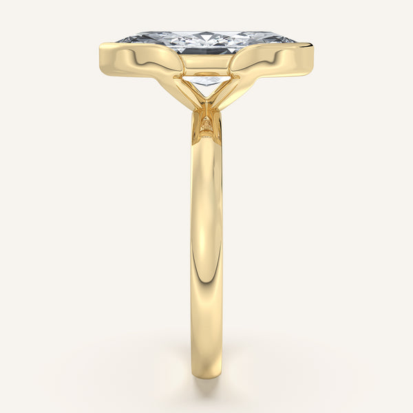 Marquise Half Bezel Engagement Ring | 14k Yellow Gold