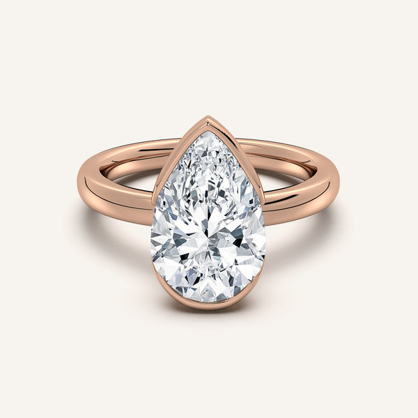 Pear Shape Half Bezel Engagement Ring | 18k Rose Gold
