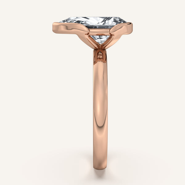 Pear Shape Half Bezel Engagement Ring | 14k Rose Gold