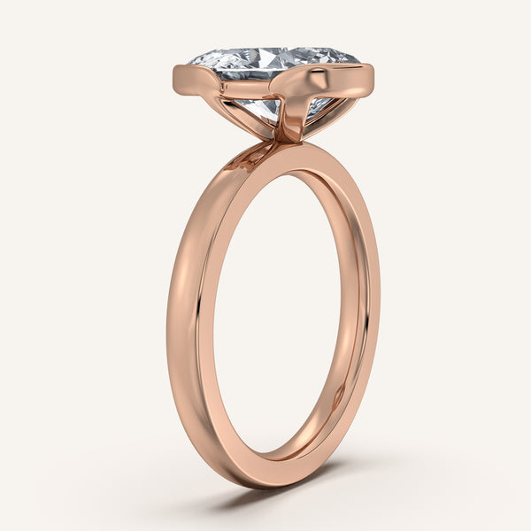 Pear Shape Half Bezel Engagement Ring | 18k Rose Gold