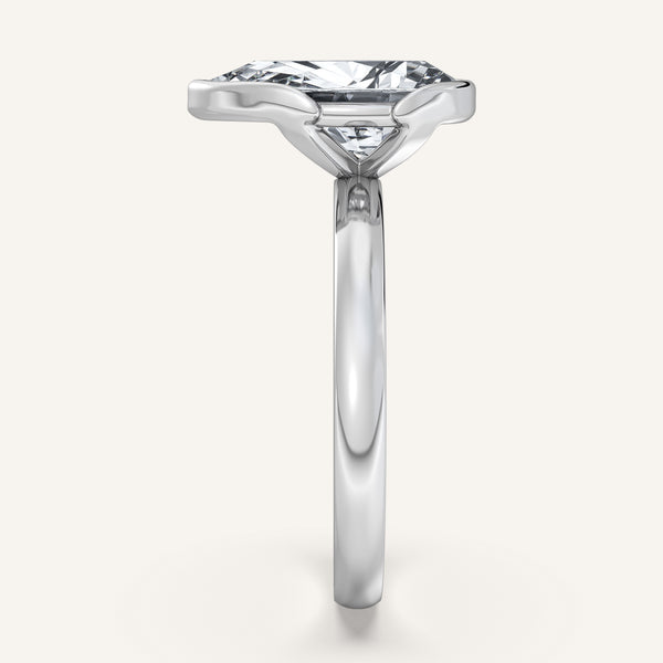 Pear Shape Half Bezel Engagement Ring | 18k White Gold