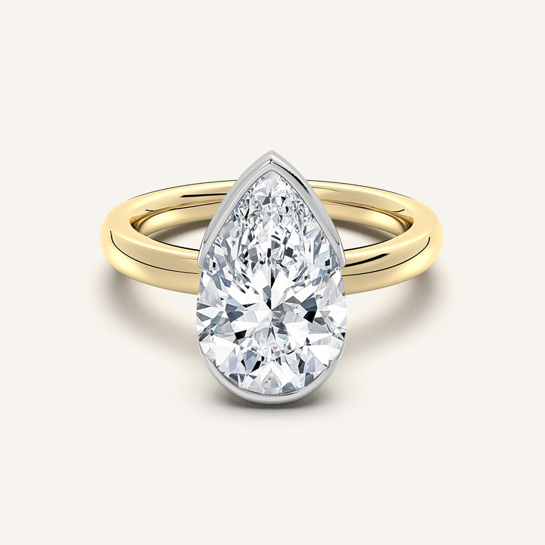 Image for Pear Shape Half Bezel Engagement Ring | 14k Two Tone