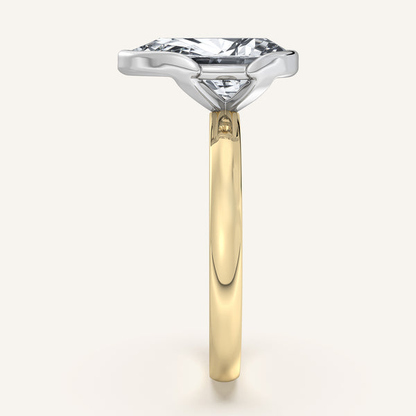 Pear Shape Half Bezel Engagement Ring | 14k Two Tone