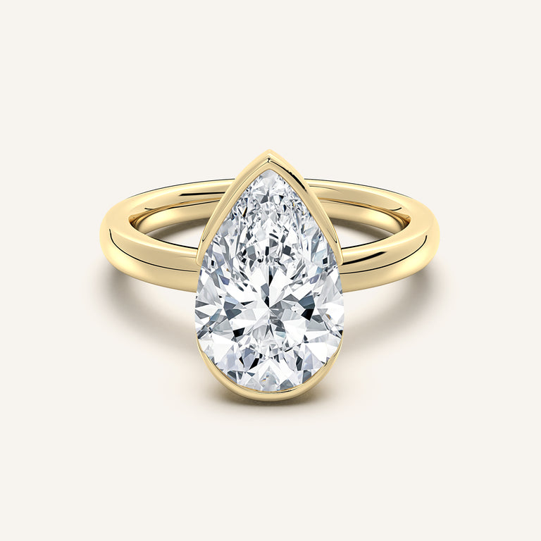 Image for Pear Shape Half Bezel Engagement Ring | 14k Yellow Gold