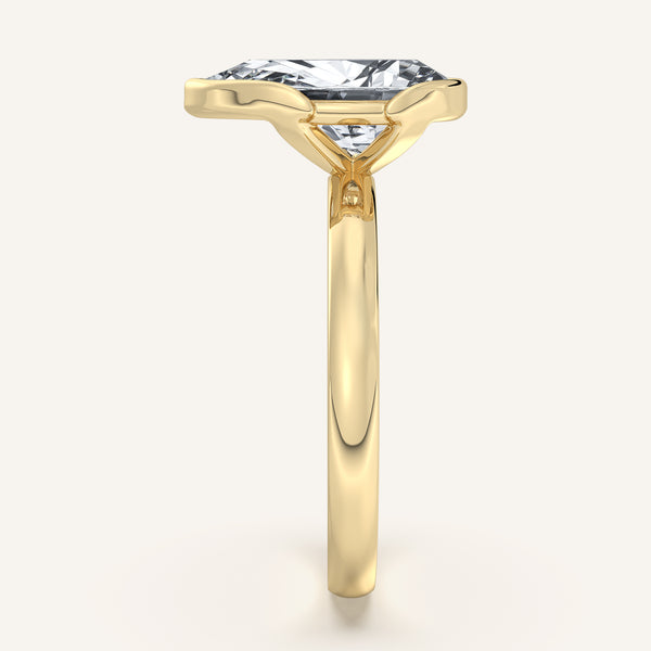Pear Shape Half Bezel Engagement Ring | 18k Yellow Gold