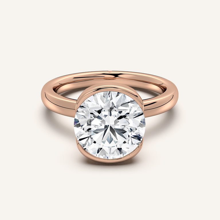 Image for Round Half Bezel Engagement Ring | 18k Rose Gold