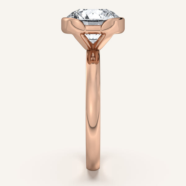 Round Half Bezel Engagement Ring | 18k Rose Gold