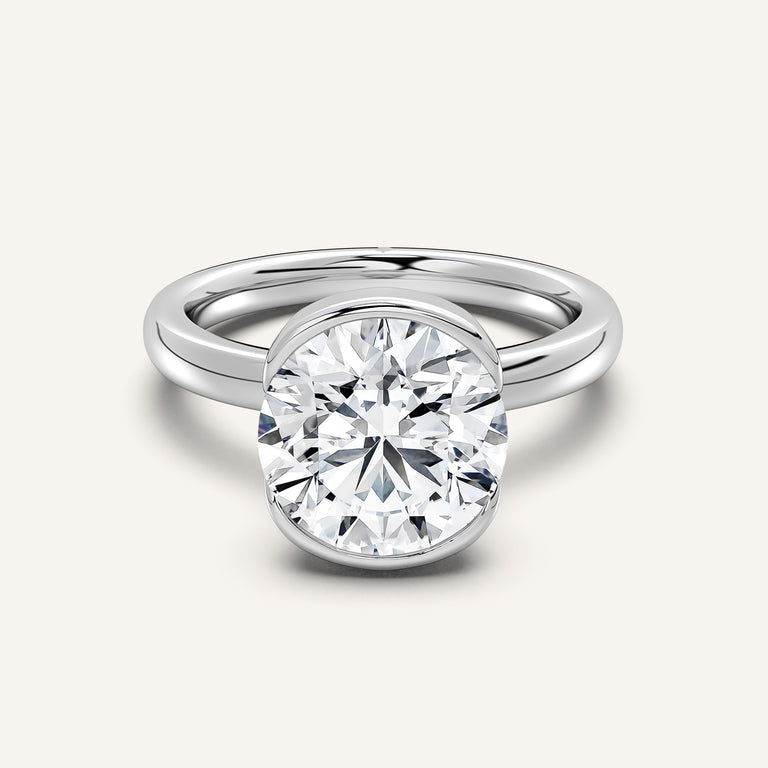 Image for Round Half Bezel Engagement Ring | Platinum