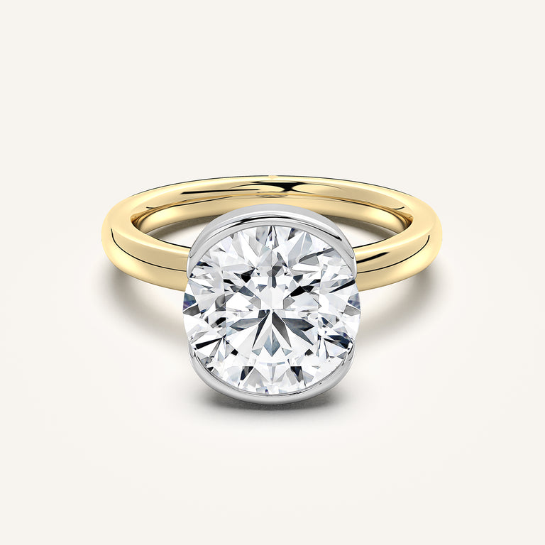 Image for Round Half Bezel Engagement Ring | 14k Two Tone