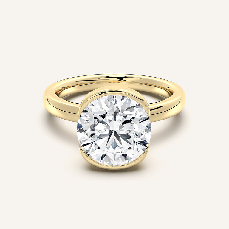 Image for Round Half Bezel Engagement Ring | 14k Yellow Gold