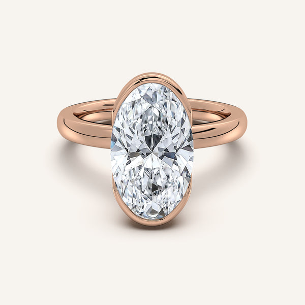 Moval Half Bezel Engagement Ring | 14k Rose Gold