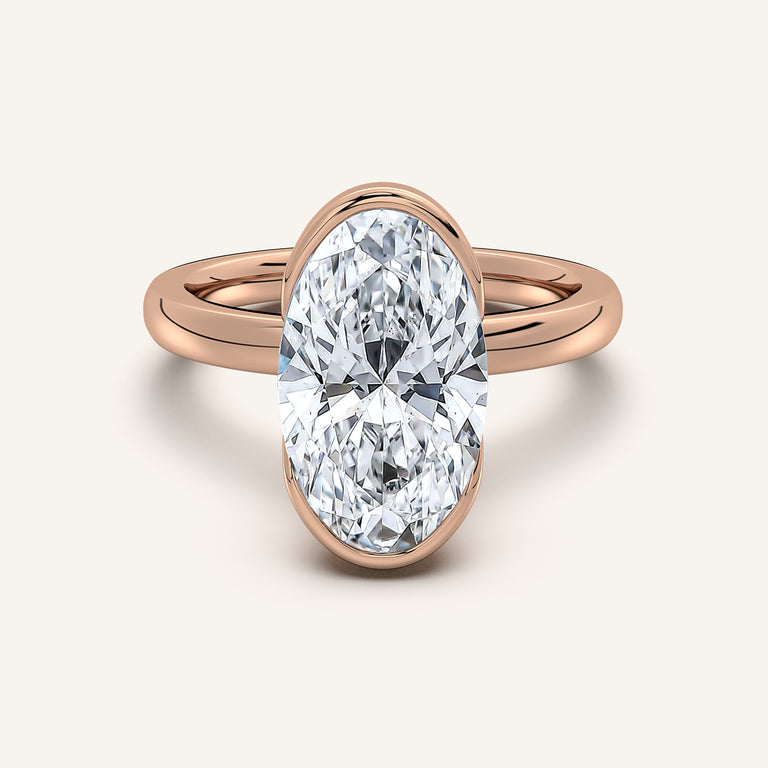 Image for Moval Half Bezel Engagement Ring | 18k Rose Gold
