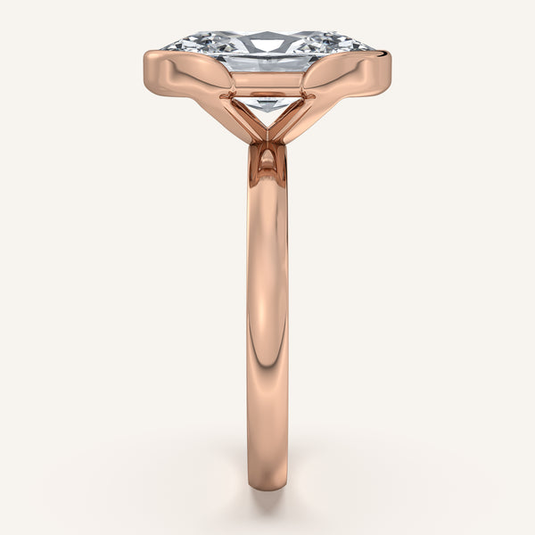 Moval Half Bezel Engagement Ring | 18k Rose Gold