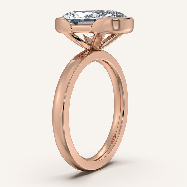 Moval Half Bezel Engagement Ring | 18k Rose Gold