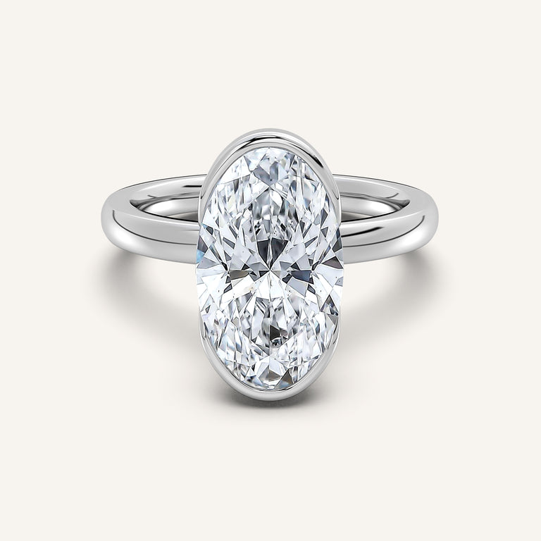 Image for Moval Half Bezel Engagement Ring | 18k White Gold