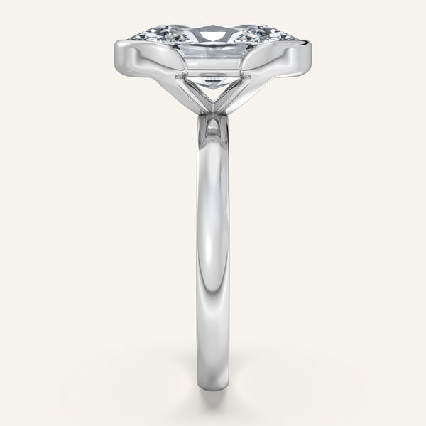 Moval Half Bezel Engagement Ring | 14k White Gold