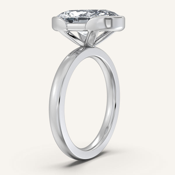 Moval Half Bezel Engagement Ring | 14k White Gold