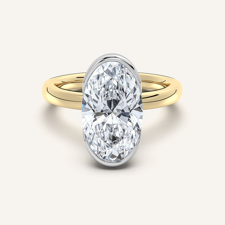 Image for Moval Half Bezel Engagement Ring | 14k Two Tone