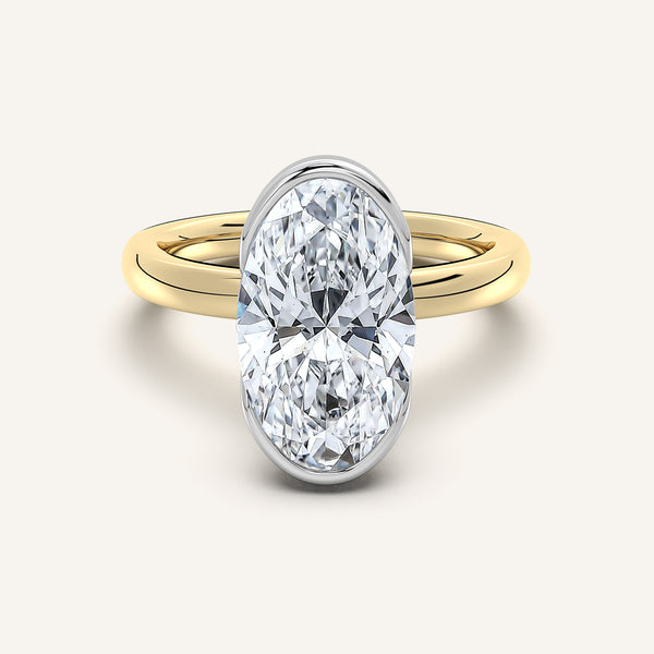 Moval Half Bezel Engagement Ring | 18k Two Tone