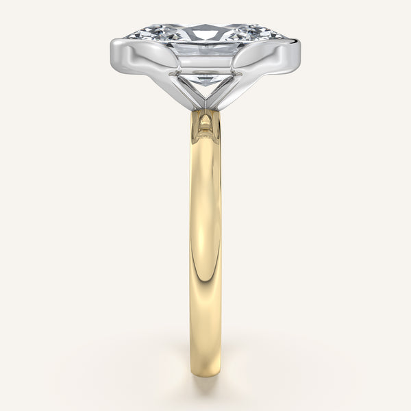 Moval Half Bezel Engagement Ring | 18k Two Tone