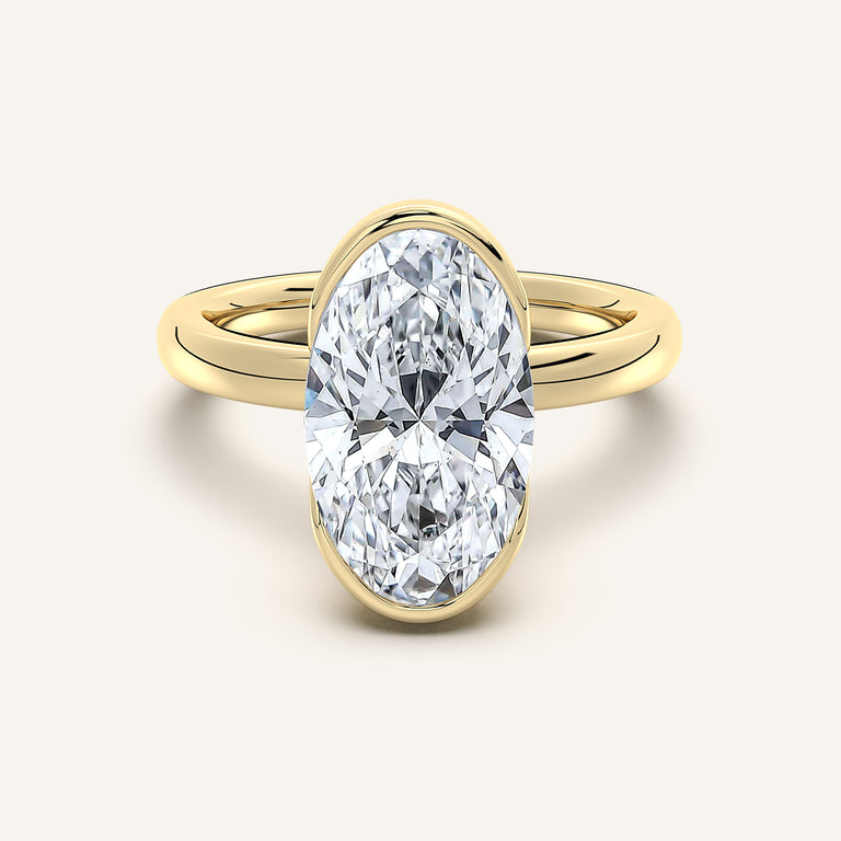 Image for Moval Half Bezel Engagement Ring | 14k Yellow Gold