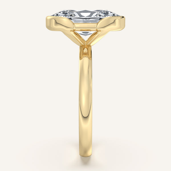 Moval Half Bezel Engagement Ring | 14k Yellow Gold
