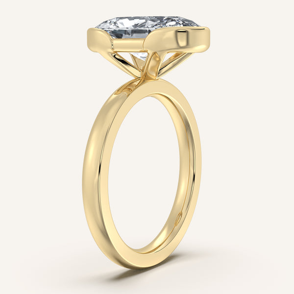 Moval Half Bezel Engagement Ring | 18k Yellow Gold