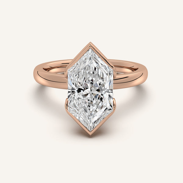 Dutch Marquise Half Bezel Engagement Ring | 18k Rose Gold