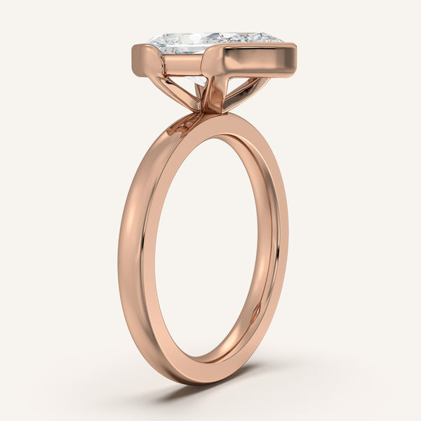 Dutch Marquise Half Bezel Engagement Ring | 18k Rose Gold