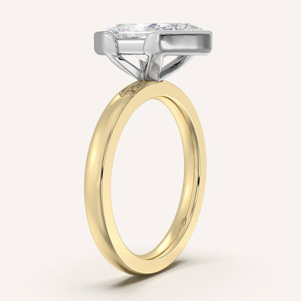 Dutch Marquise Half Bezel Engagement Ring | 18k Two Tone