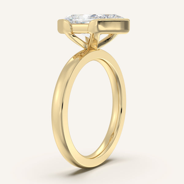 Dutch Marquise Half Bezel Engagement Ring | 18k Yellow Gold