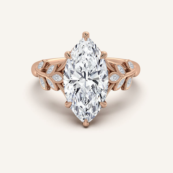 Marquise Floral Low Profile Ring | 18k Rose Gold