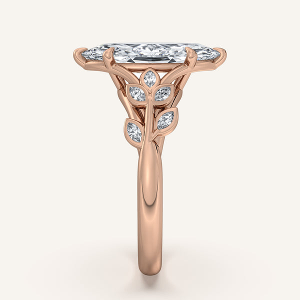 Marquise Floral Low Profile Ring | 14k Rose Gold