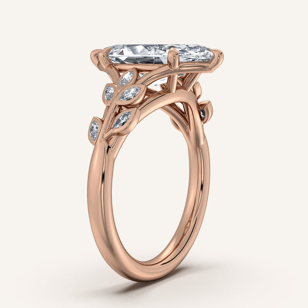 Marquise Floral Low Profile Ring | 18k Rose Gold